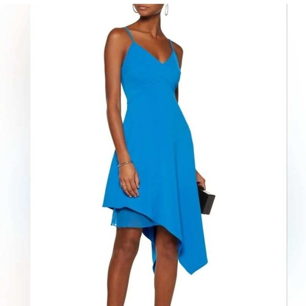 Alice + Olivia Jewel Blue Beth Asymmetric Mini Dress Party Wedding Modern - XS/2